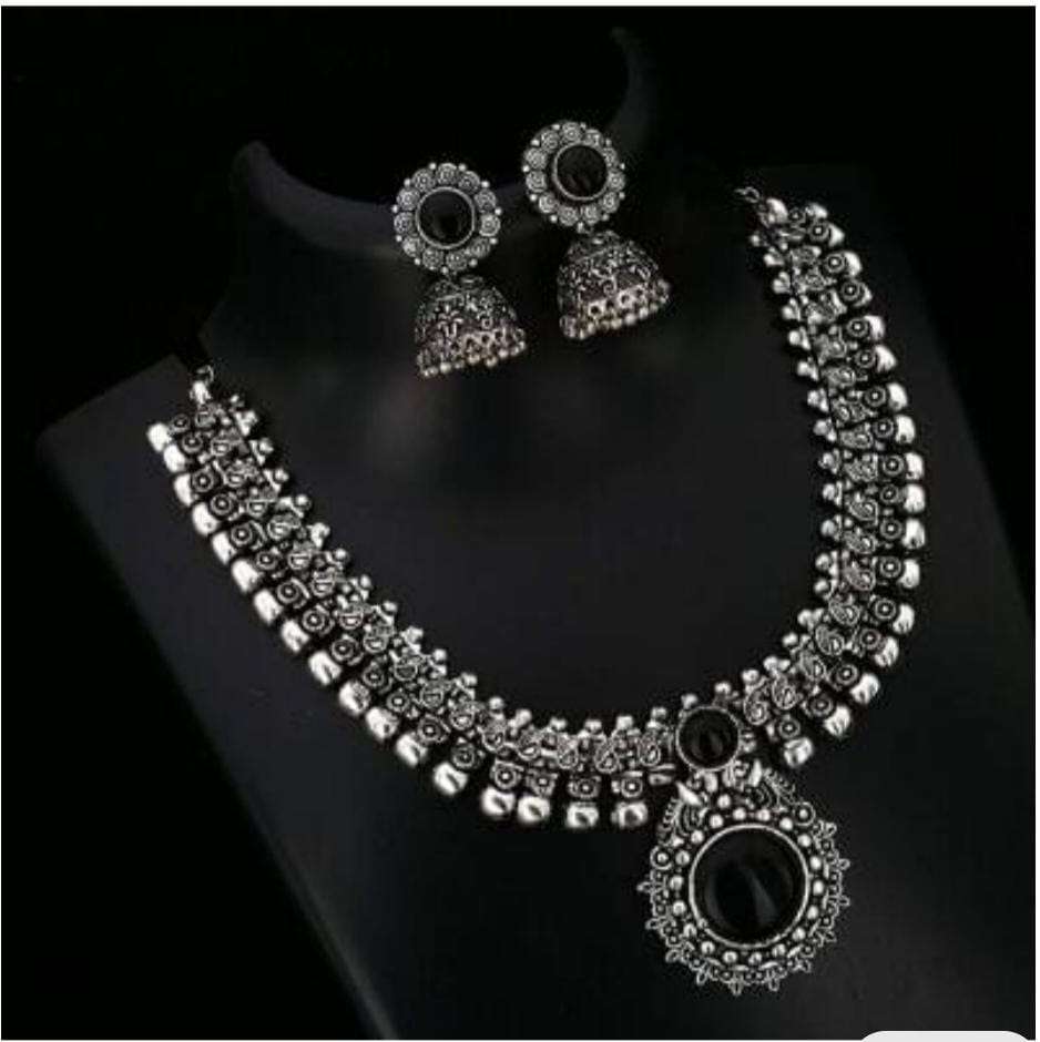 Black Gemstone Pendant Oxidised Necklace in Germany
