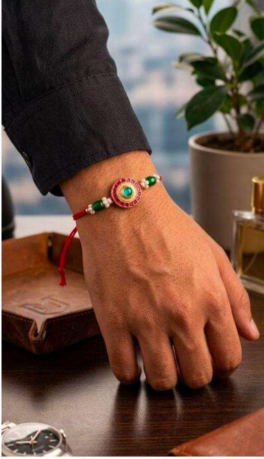 Traditional Meenakari and Stone-Studded Rakhi in Germany