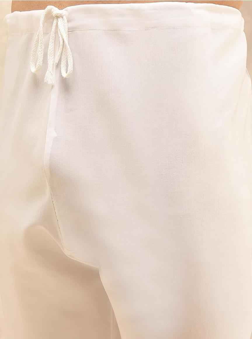 Kurta in Cotton and Viscose with Shiny Thread and Sequins, White Pyjamas in Berlin