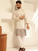Floral Embroidered Cotton Silk Kurta and Pyjama for Men in Germany