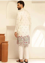 Floral Embroidered Cotton Silk Kurta and Pyjama for Men in Germany