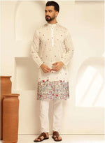 Floral Embroidered Cotton Silk Kurta and Pyjama for Men in Germany