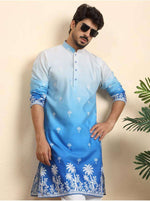 Ombre Dyed Thread Work Mandarin Collar Straight Kurta With Pyjamas in Germany
