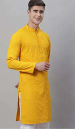 Embroidered Long Kurta with Pyjama Mandarin Collar in Berlin