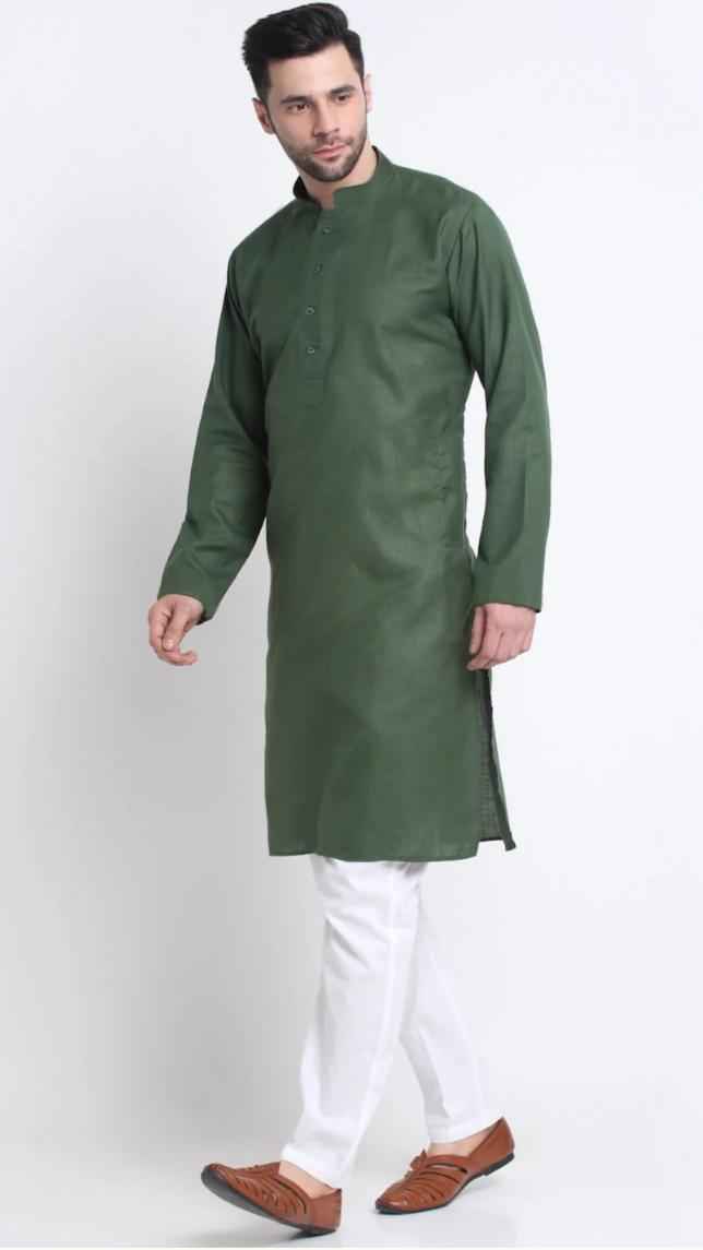 Men's Cotton Blend Solid Kurta and White Elastic Waistband Pyjama With Cotton Embroided Sequenced Nehru Jacketin Berlin