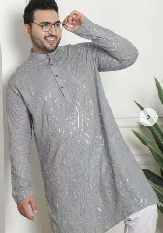 Men Embroidered Regular Fit Long Kurta and Pyjama in Germany