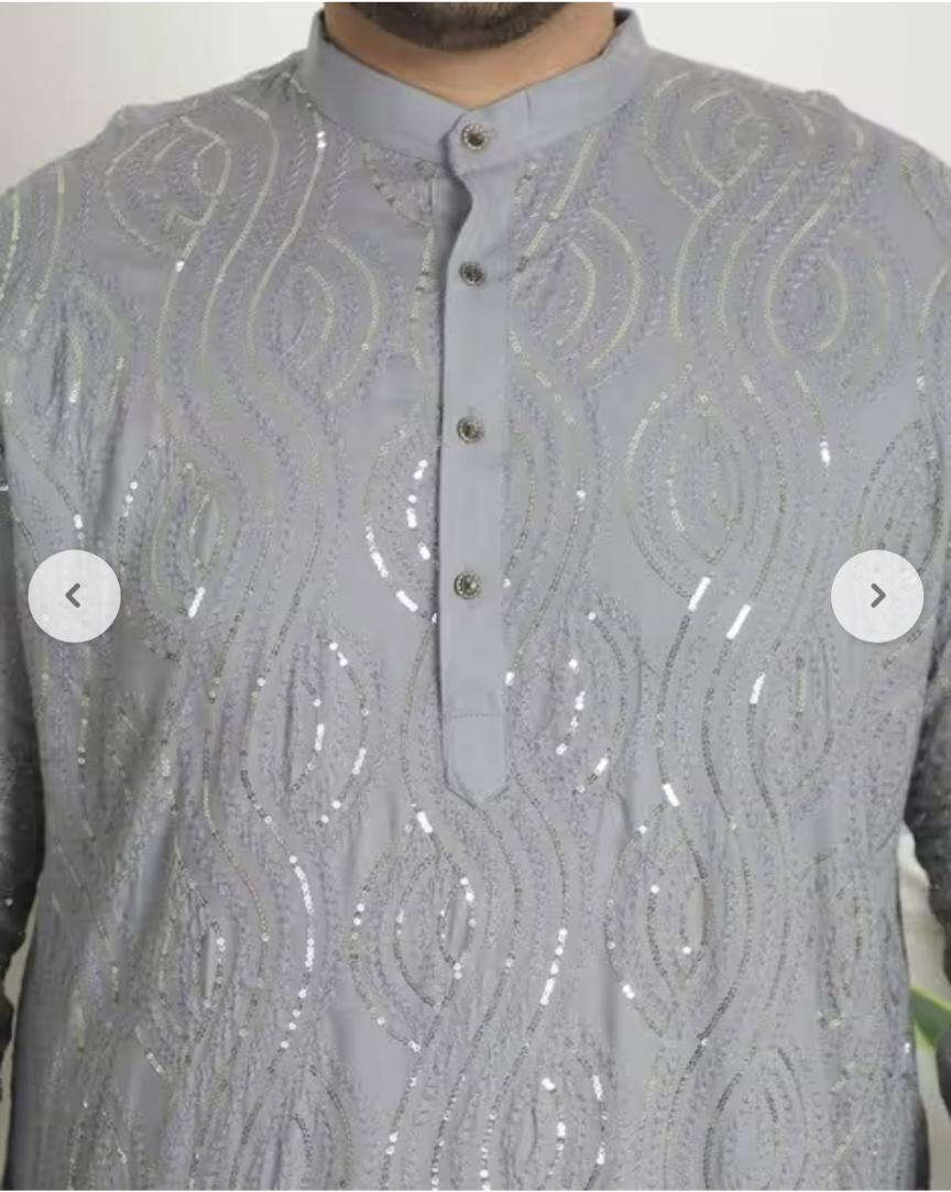 Men Embroidered Regular Fit Long Kurta and Pyjama in Germany