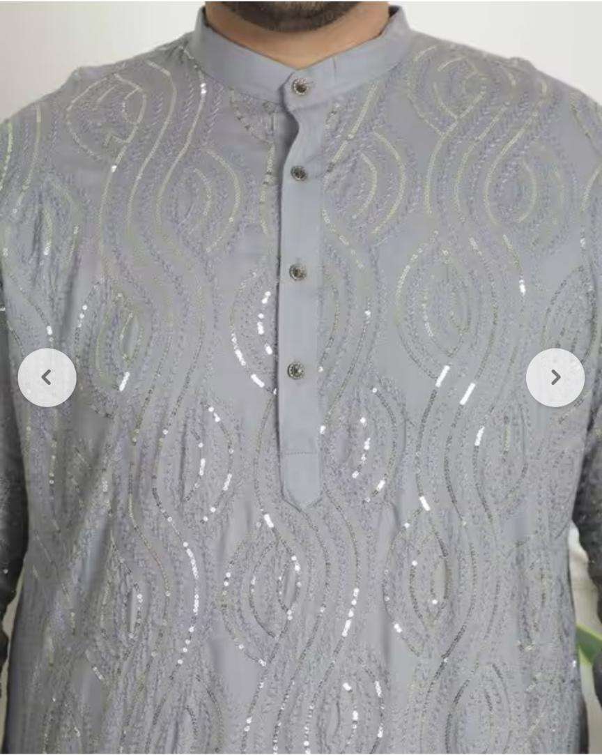 Men Embroidered Regular Fit Long Kurta and Pyjama in Germany