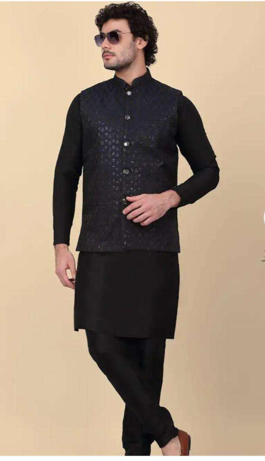 Sequinned Kurta with Churidar & Nehru Jacket and Pyjama in Berlin
