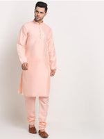 Men Peach Kurta & Churidar with Thread Work Nehru Jacket and Pyjama in Berlin