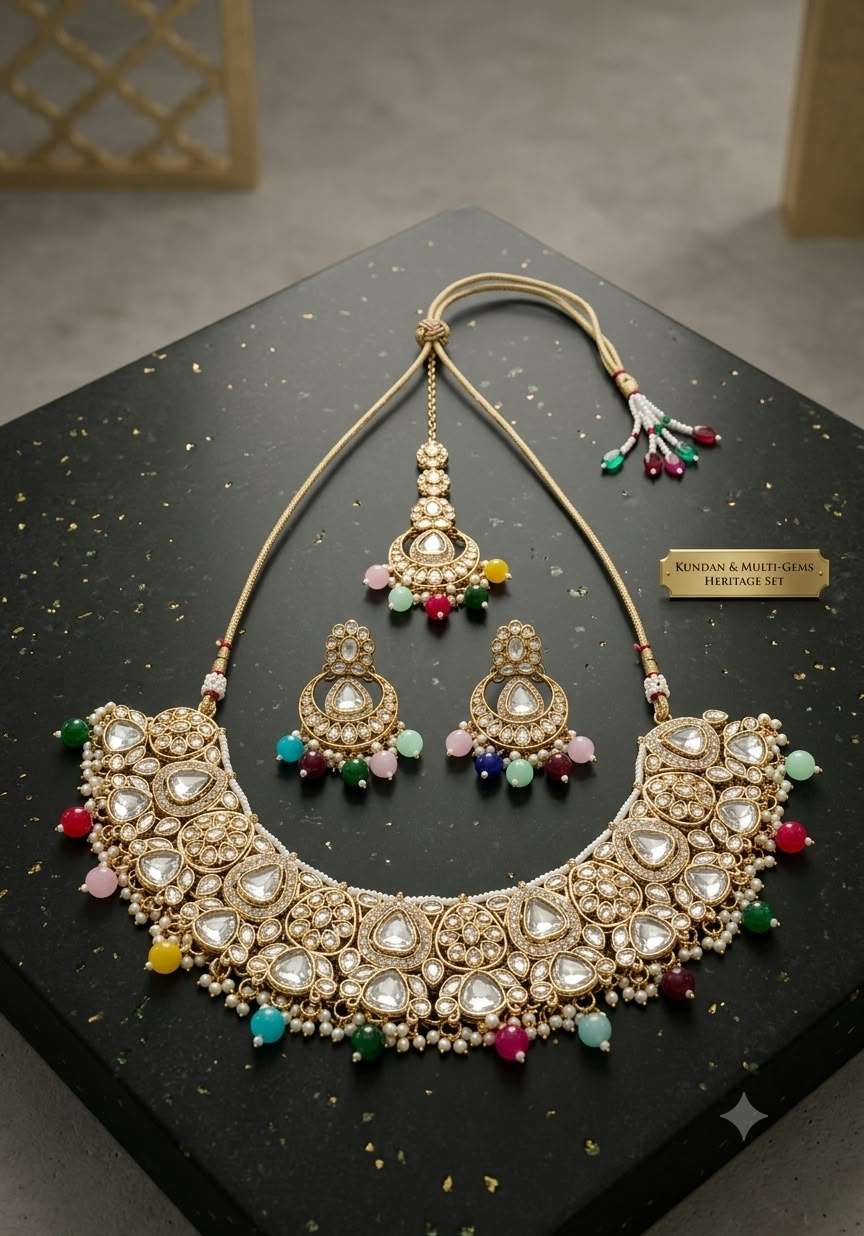 Traditional Indian Heritage Kundan & Multi-Gem Jewelry Set in Berlin