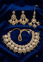 Traditional Bridal Kundan Choker Necklace Set with Emerald Green Drops in Berlin