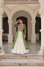 Green Bandhani Front-Slit Kurti and Off-White Lehenga Set in Germany Namma Markt