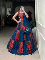 Traditional Blue & Red Printed Navratri Chaniya Choli Set in Germany Namma Markt