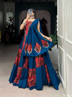 Traditional Blue & Red Printed Navratri Chaniya Choli Set in Germany Namma Markt
