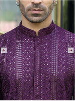 Silk Rayon Embroidered Sequinned Purple Kurta and Pyjama in Germany Namma Markt
