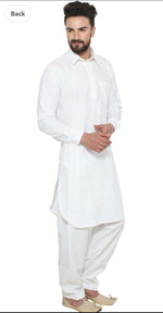 Men's White Cotton Blend Pathani Kurta Salwar in Germany