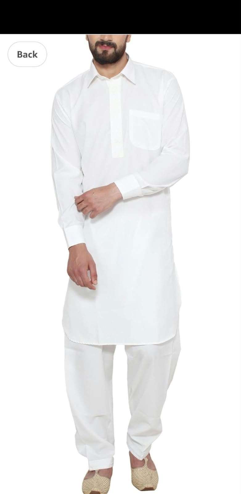 Men's White Cotton Blend Pathani Kurta Salwar in Germany