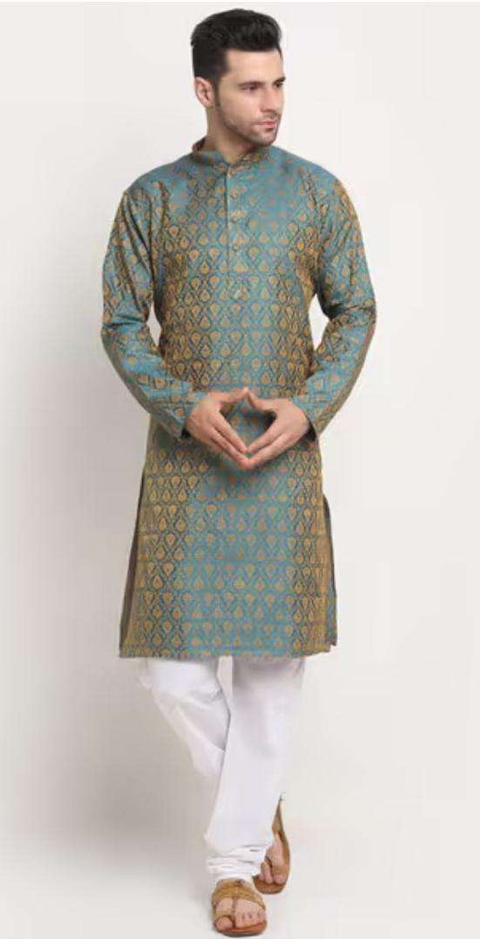 Floral Woven Regular Fit Kurta with Churidar in Germany