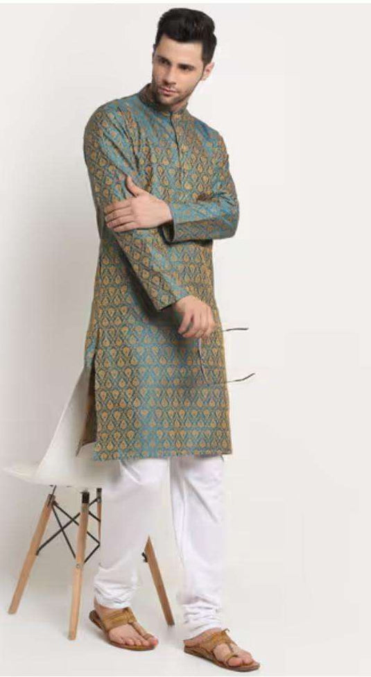 Floral Woven Regular Fit Kurta with Churidar in Germany