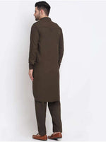 Men Cotton Brown Pathani Kurta with Trousers in Germany Namma Markt