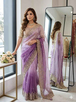 Shaded Ombre Designer Organza Saree and stitched Blouse in Germany