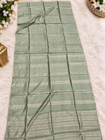 Sage green and off-white floral printed Anarkali suit set in Berlin Namma Markt