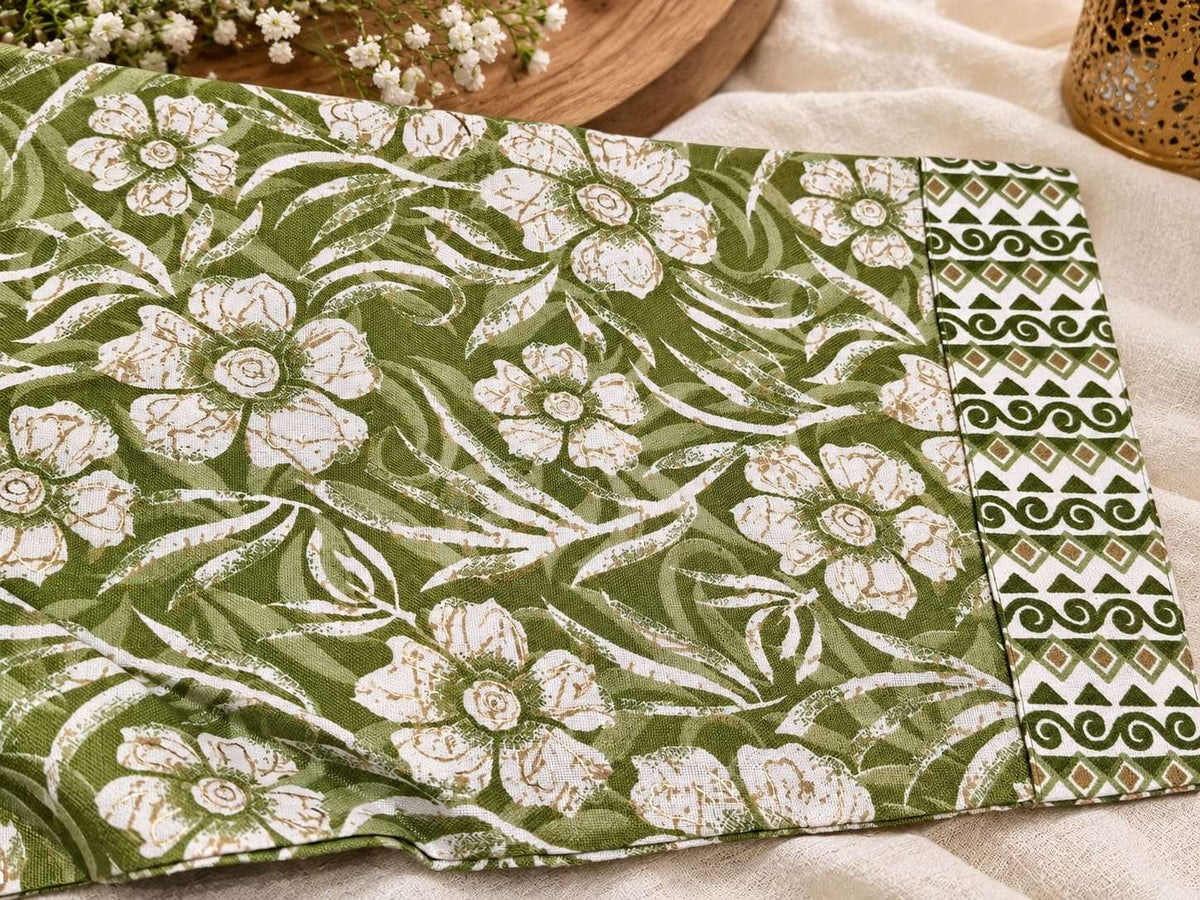Green Floral Printed Cotton Blend Straight Suit Set With Dupatta in Berlin Namma Markt