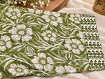 Green Floral Printed Cotton Blend Straight Suit Set With Dupatta in Berlin Namma Markt