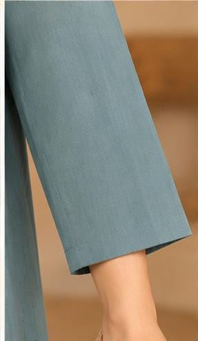 Teal Blue Embroidered Cotton Kurta Set with Pants & Dupatta in Berlin