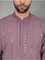 Men Mauve Embroidered Kurta with Salwar in Germany