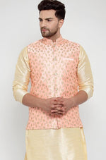 Men's Silk Embroided Kurta set with Nehru Jacket