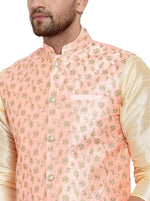 Men's Silk Embroided Kurta set with Nehru Jacket