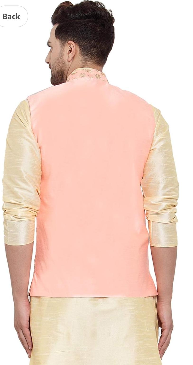 Men's Silk Embroided Kurta set with Nehru Jacket