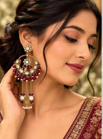 Traditional Maroon Kundan Chandbali earrings in Berlin