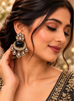 Emerald Royal Cushion-Cut Black Kundan Drop Earrings in Germany