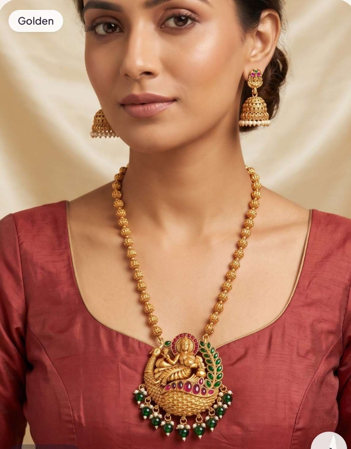 Traditional Antique Gold Goddess Lakshmi Temple Jewellery Haram / Long Necklace in Germany Namma Markt