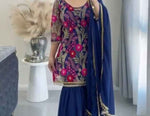 Sequence Work Faux Georgette Sharara Suit in Germany