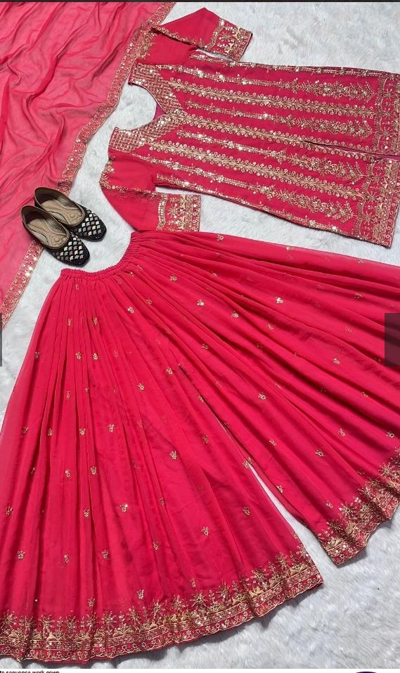 HEAVY GEORGETTE SEQUENCE WORK SHARARA SUIT IN BERLIN