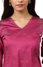 Magenta Mukaish Printed kurta With Sequins in Essen