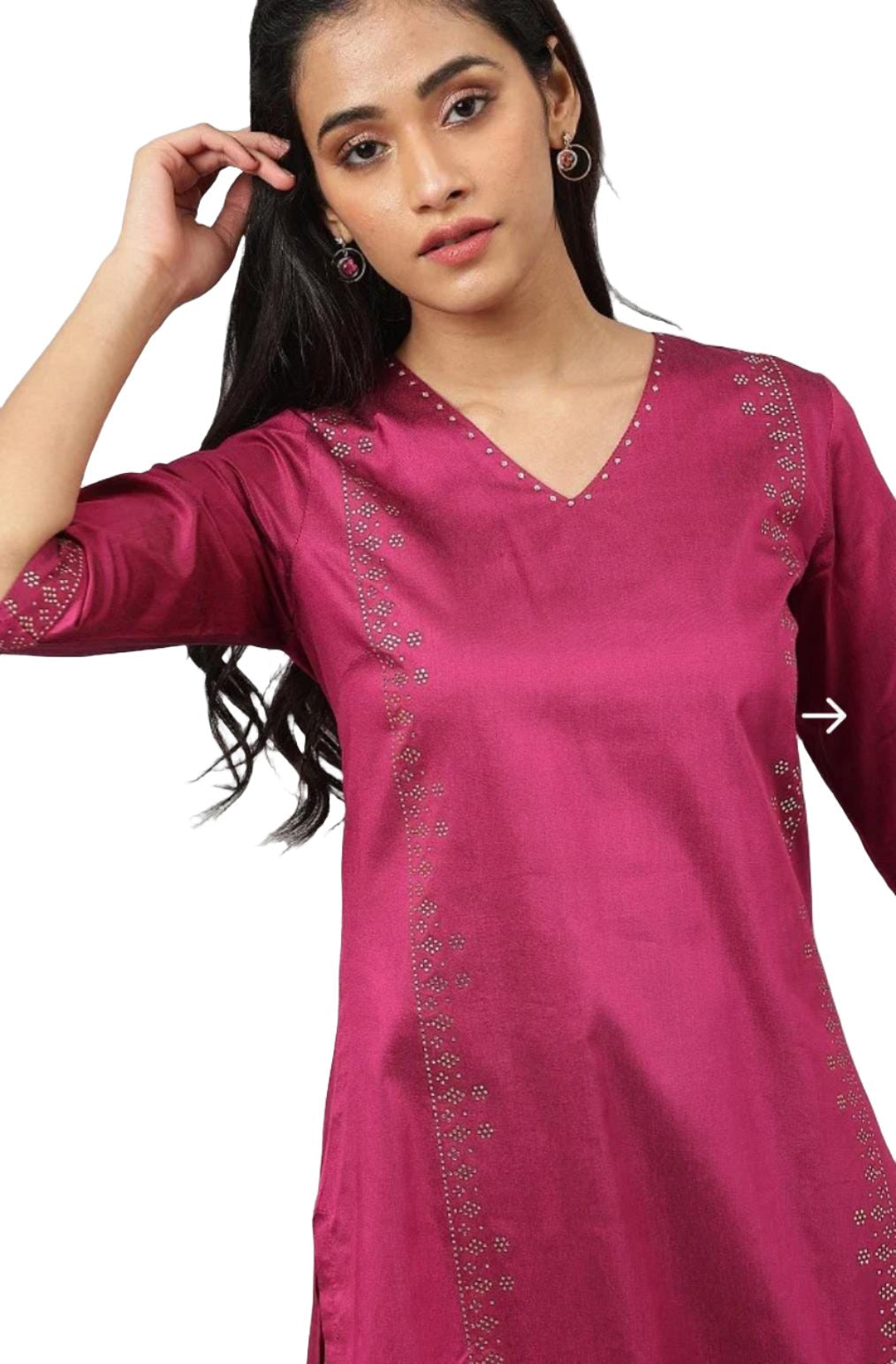 Magenta Mukaish Printed kurta With Sequins in Essen