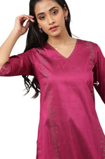 Magenta Mukaish Printed kurta With Sequins in Essen