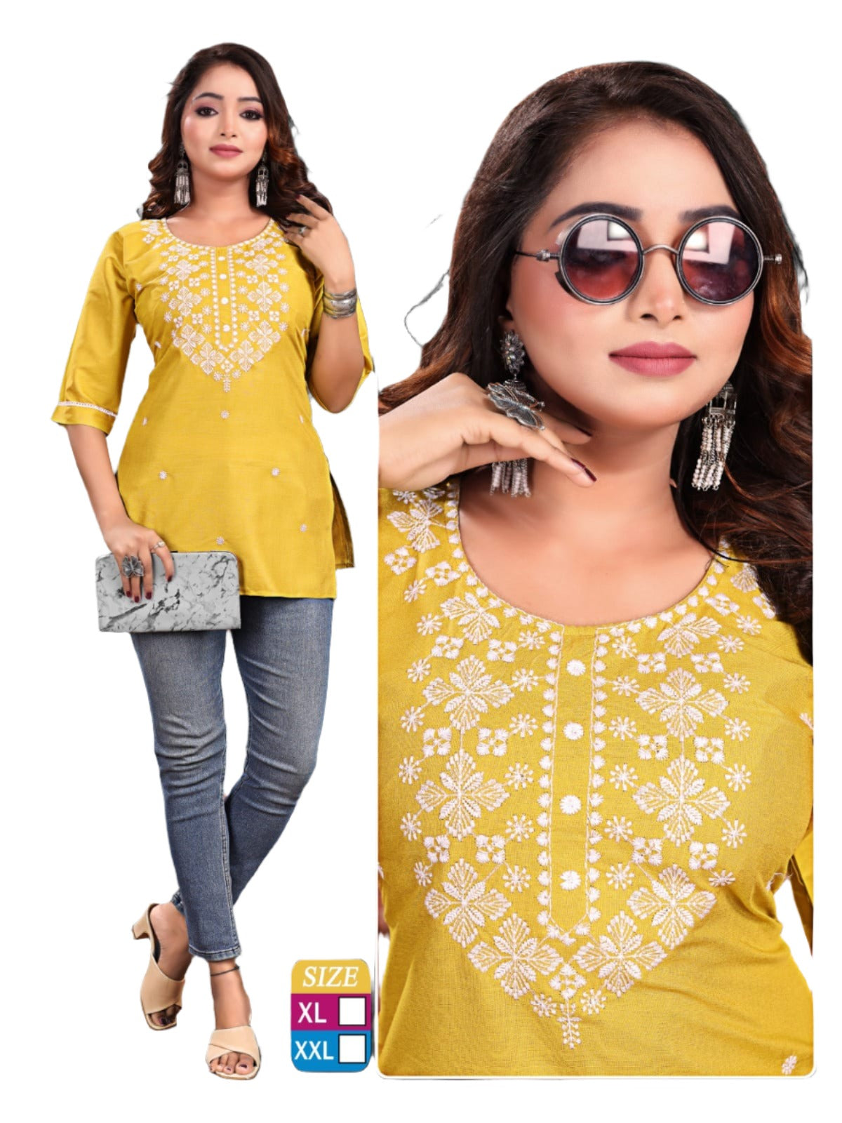 Lucknowi Work Short Kurti in Germany