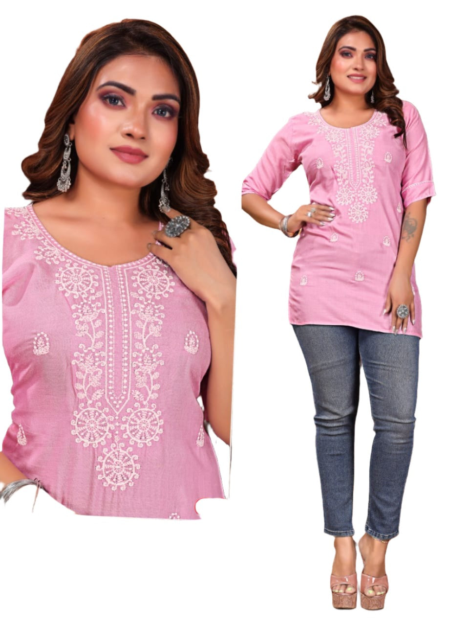 Lucknowi Work Short Kurti in Germany