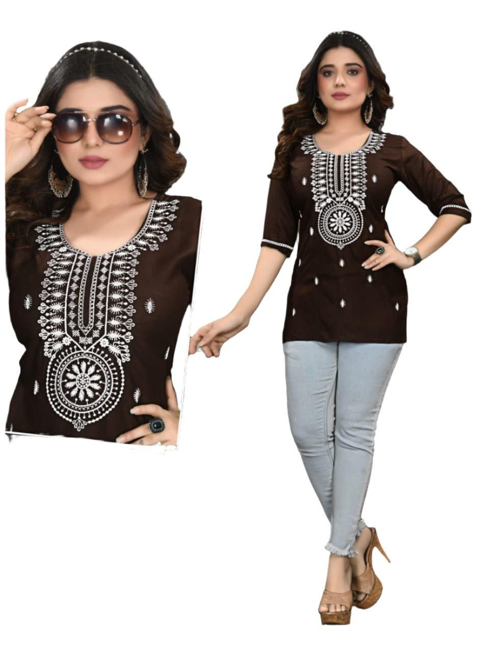 Lucknowi Work Short Kurti in Germany