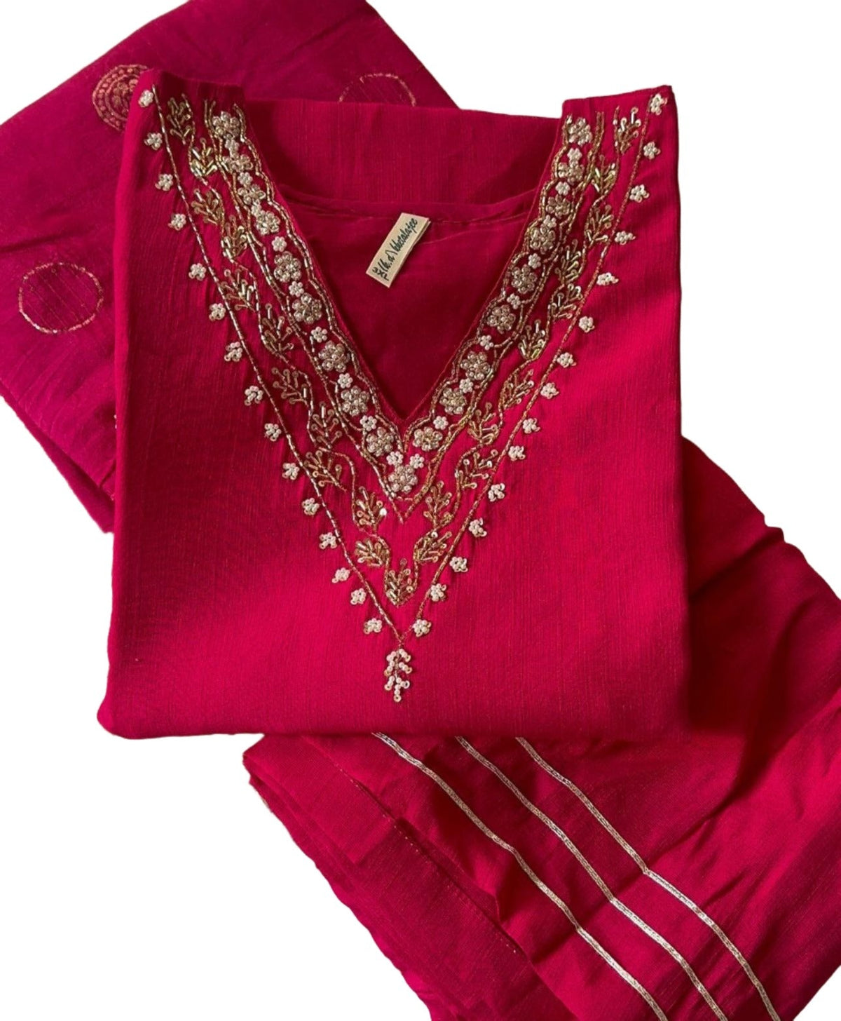 Dola Silk Handwork Kurti dupatta Bottom Set in Munich