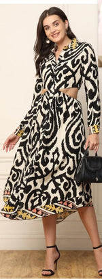 ABSTRACT PRINTED WAIST CUT OUT DESIGNED WOMEN SHIRT in Munich