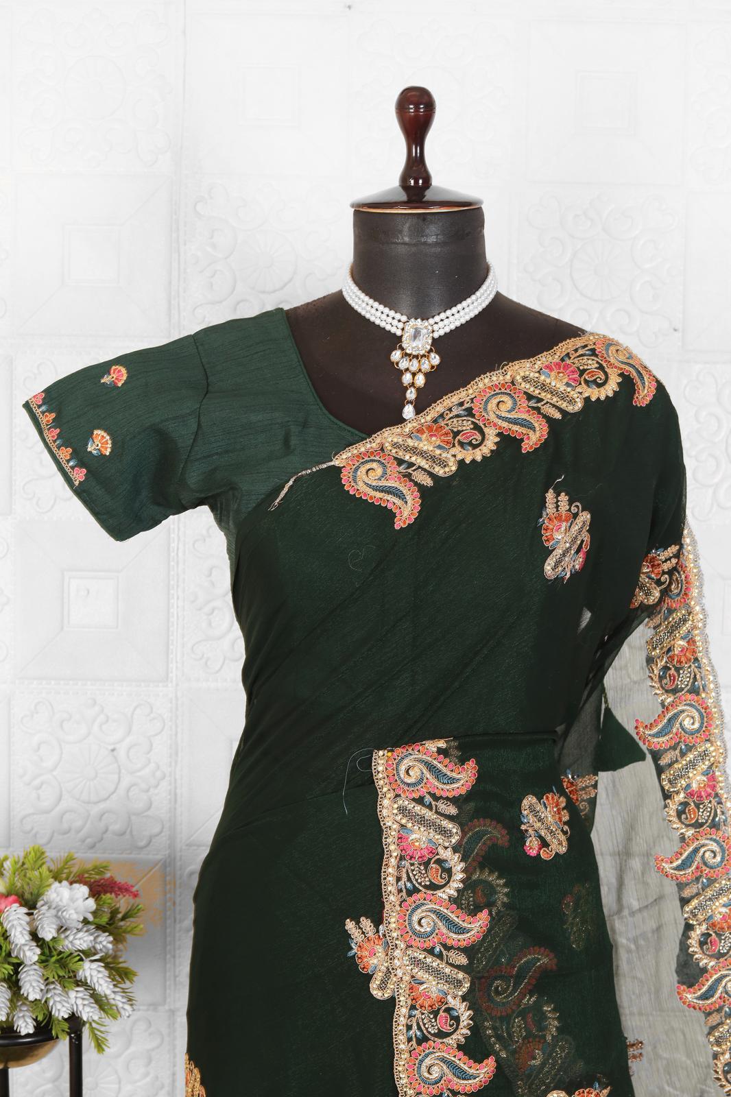 Trendy Embroidered Organza Saree in Germany