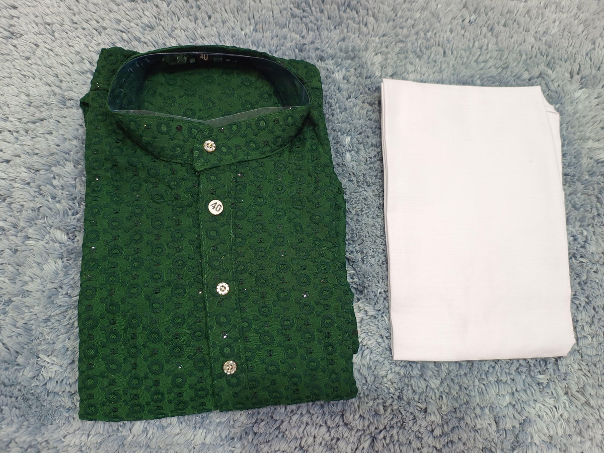 MENS CHIKENKARI HEAVY RAYON KURTA IN BERLIN