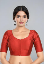 Women Navy Blue Solid Mulbury Silk Readymade Saree Blouse